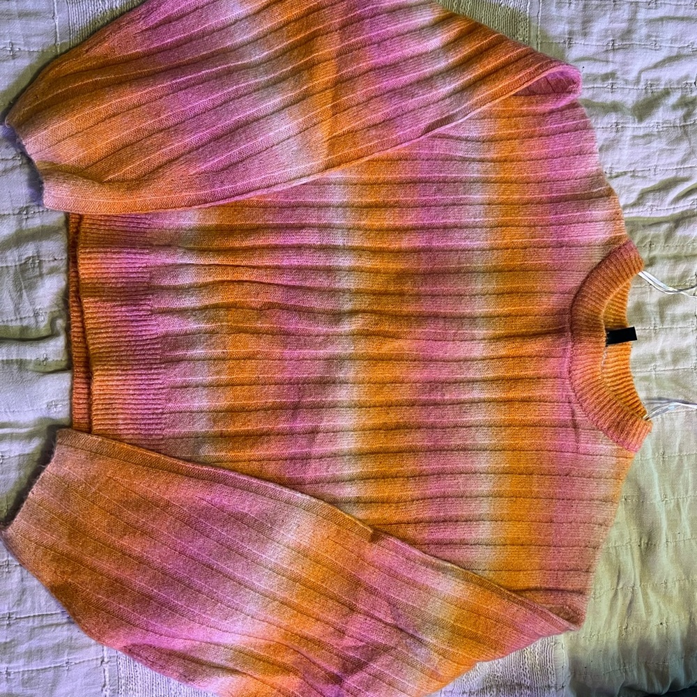 H&M Vibrant Pink and Orange Striped Sweater
